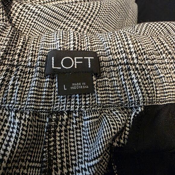 Loft Pull On Style Houndstooth Plaid Cropped Dress Pants Sz Large - Picture 8 of 11